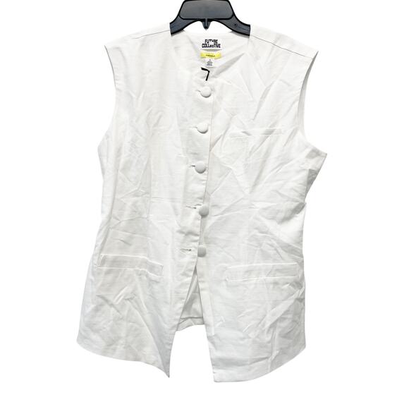 Future Collective Women's Sleeveless Button Front Waistcoat White Size 12 - Picture 2 of 6